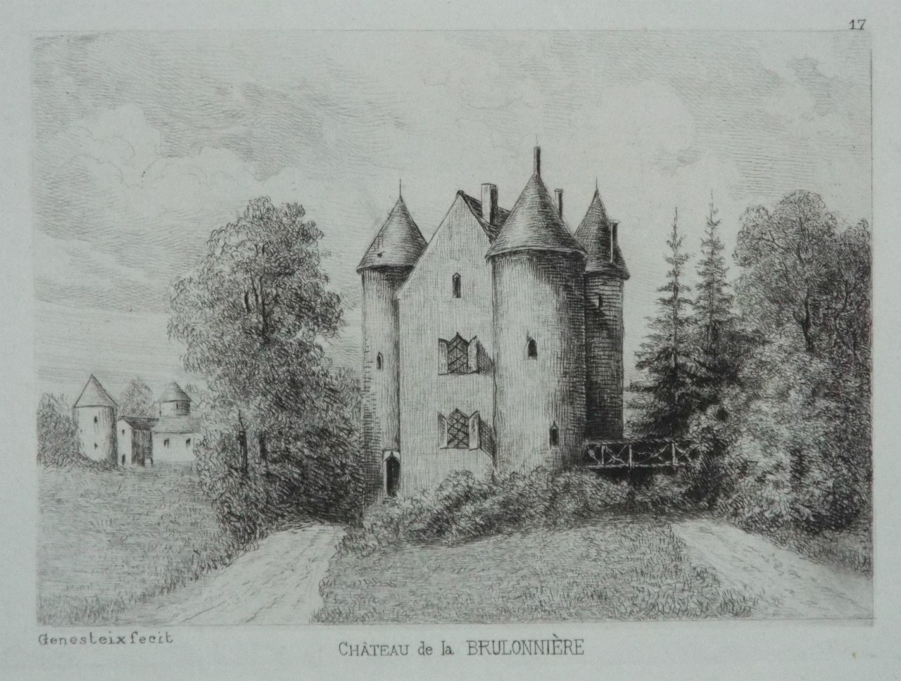 Etching - Chateau de la Bruloniere - Gesteix